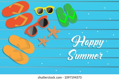 Icon Sunglasses, Starfish, slippers Special Happy Summer Time Travel