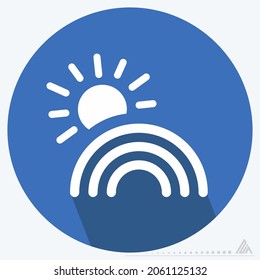 Icon Sunny Rainbow - Long Shadow Style - Simple illustration, Editable stroke, Design template vector, Good for prints, posters, advertisements, announcements, info graphics, etc.
