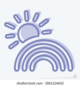 Icono Arcoiris Sunny - Estilo de dos tonos - Ilustración simple, trazo editable, vector de plantilla de diseño, Buena para impresiones, afiches, anuncios, anuncios, gráficos de información, etc.