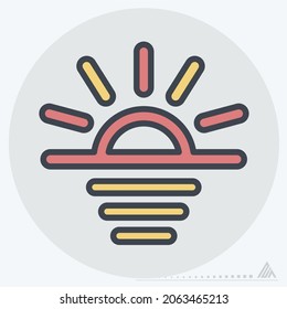 Icon Sunrise - Color Mate Style - Simple illustration, Editable stroke, Design template vector, Good for prints, posters, advertisements, announcements, info graphics, etc.