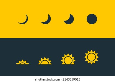 Icon with a sunrise level. Simple vector illustration. A semicircle of the moon. Month icon. Crescent icons. EPS10
