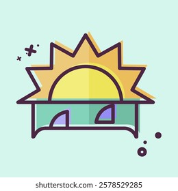 Icon Sunset. related to Summer symbol. MBE style. design editable