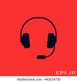 Icon support in the form of headphones with a microphone.