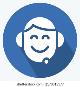 Icon Support. suitable for Feedback symbol. Long Shadow Style. simple design editable. design template vector. simple symbol illustration