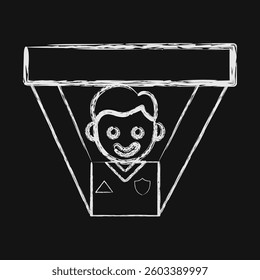 Icon supporter. Football and soccer elements. Icon in chalk style.