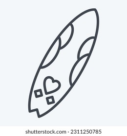 Icon Surf Board. related to Hawaii symbol. line style. simple design editable. vector