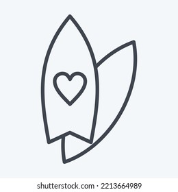 Icon Surf. suitable for Summer symbol. line style. simple design editable. design template vector. simple illustration