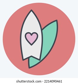 Icon Surf. suitable for Summer symbol. color mate style. simple design editable. design template vector. simple illustration