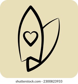 Icon Surf. suitable for Summer symbol. hand drawn style. simple design editable. design template vector. simple illustration