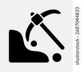Icon surface mine. Gold mining elements. Icon in glyph style.