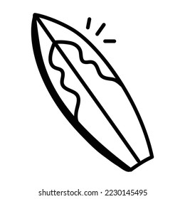 Un ícono de diseño de doodle de tabla de surf 