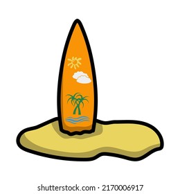 Icon Of Surfboard. Editable Bold Outline With Color Fill Design. Vector Illustration.