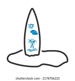 Icon Of Surfboard. Editable Bold Outline With Color Fill Design. Vector Illustration.