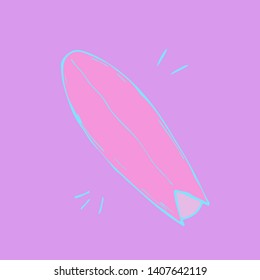 Icon of a surfboard in a flat style. Vector illustration in trendy colors of summer sport equipment