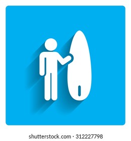 Icon of surfer with surfboard