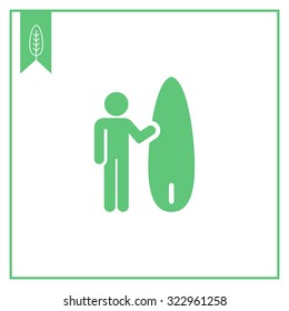 Icon of surfer with surfboard
