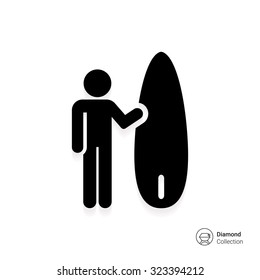 Icon of surfer with surfboard