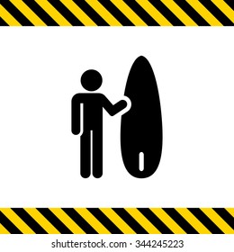 Icon of surfer with surfboard