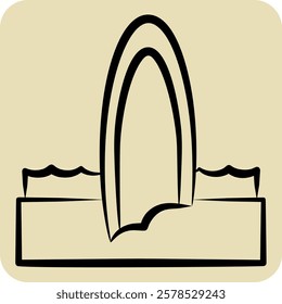 Icon Surfoad. related to Summer symbol. hand drawn style. design editable