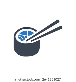 Icon of sushi with chopsticks