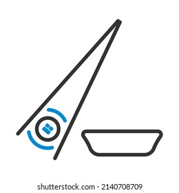 Icon Of Sushi With Sticks. Editable Bold Outline With Color Fill Design. Vector Illustration.