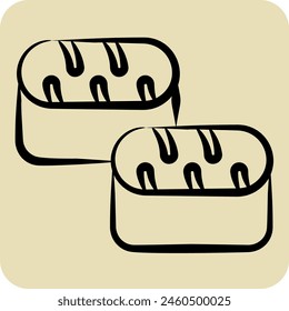 Icon Sushi Tuna. related to Seafood symbol. hand drawn style. simple design illustration