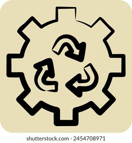 Icon Sustainable Technology. related to Recycling symbol. hand drawn style. simple design illustration