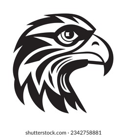 an icon svg of a head of an eagle no shadow black and white simple abstract shaman svg