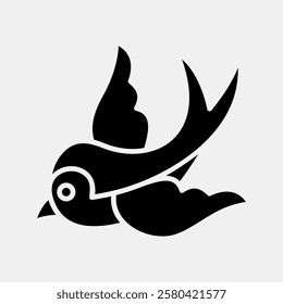 Icon swallow. Traditional tattoo elements. Icon in glyph style.