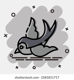 Icon swallow. Traditional tattoo elements. Icon in comic style.