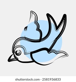 Icon swallow. Traditional tattoo elements. Icon in color spot style.