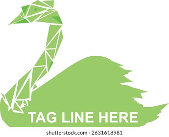 ícone geométrico do cisne em cores verdes, ganso logotipo triângulo compotition abstract