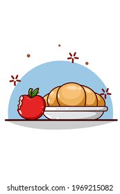 Icon sweet bakery and apple cartoon illustration