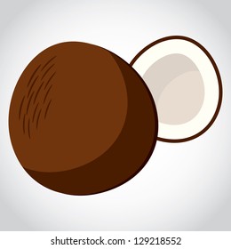 icon sweet rich fruit Coconut, isolated object on a white background