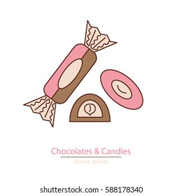Icon sweets in the modern linear style