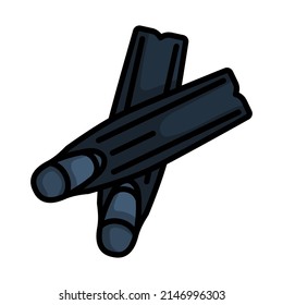 Icon Of Swimming Flippers. Editable Bold Outline With Color Fill Design. Vector Illustration.