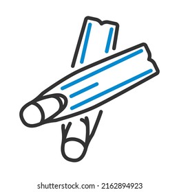 Icon Of Swimming Flippers. Editable Bold Outline With Color Fill Design. Vector Illustration.