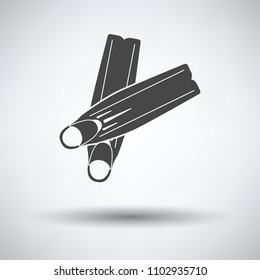 Icon of swimming flippers  on gray background, round shadow. Vector illustration.