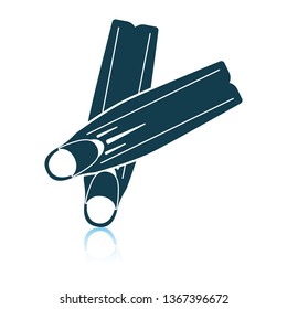 Icon of swimming flippers . Shadow reflection design. Vector illustration.
