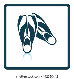 Icon of swimming flippers . Shadow reflection design. Vector illustration.