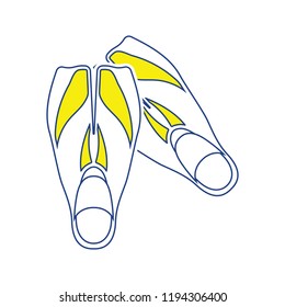 Icon of swimming flippers . Thin line design. Vector illustration.