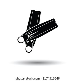 Icon of swimming flippers . White background with shadow design. Vector illustration.