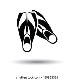 Icon of swimming flippers . White background with shadow design. Vector illustration.