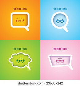 icon of swimming glass on four kinds of speech bubble with four different color beautiful background. Eps-10.