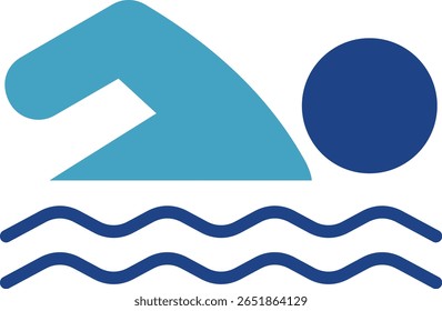 Ícone de natação ou outra atividade aquática durante férias envolvendo atividades aquáticas, praia, instalações públicas, hotel, centro de fitness ou resort