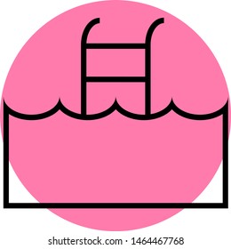 icon of a swimming pool on a rose background