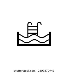 Icon of a swimming pool, symbolizing relaxation, recreation, and water activities.
