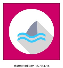 Icon of swimming shark fin above water
