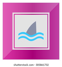 Icon of swimming shark fin above water