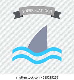 Icon of swimming shark fin above water